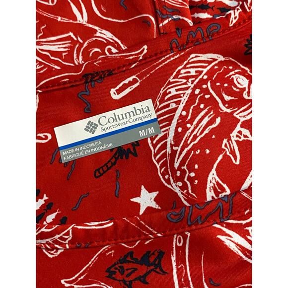 COLUMBIA PFG Midway Bay Fish RWB America Fishing Boating Activewear Dress MEDIUM - Picture 5 of 7